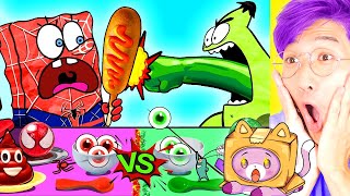 LANKYBOX REACTS to SPONGEBOB RED vs. GREEN MUKBANG! (HILARIOUS!)