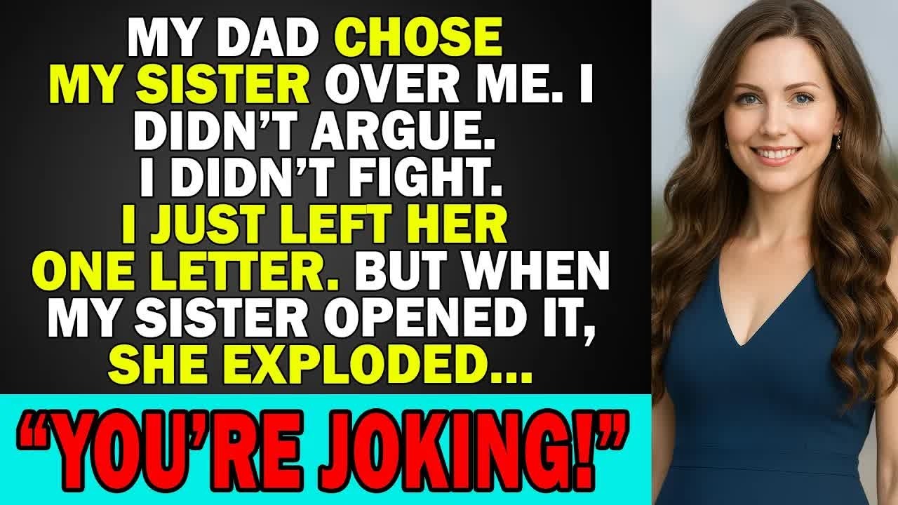 My Dad Chose My Sister Over Me, Until the Letter I Left Made Her Scream, ‘You’re Joking!’…