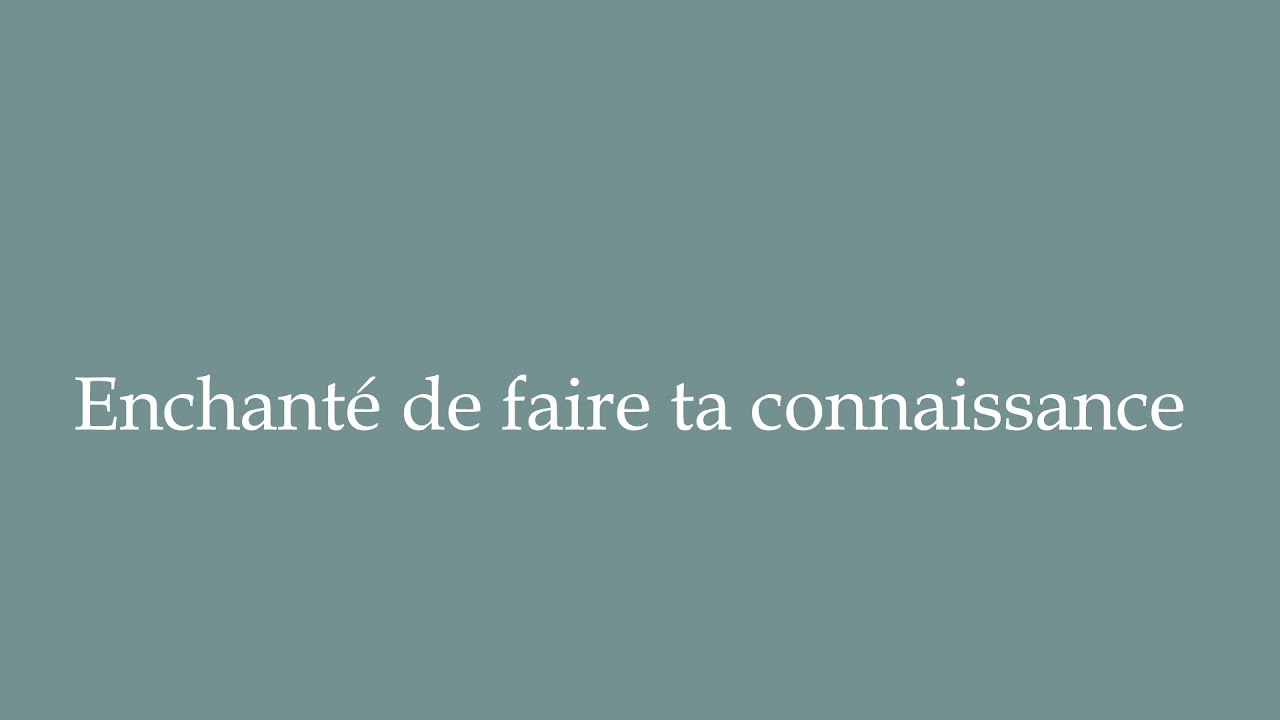 Enchanté De Faire Ta Connaissance