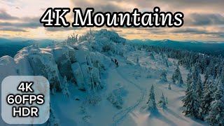 ✨❄️4K Relaxing Mountain Nature Scenes – Snowy Peaks, Forests &amp; Calm Music (60FPS HDR). 🏔️🍂