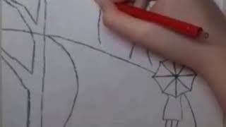 How to draw solitude in autumn drawing (simple)