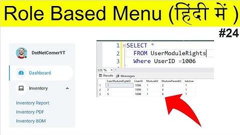.NET 8.0 Admin Dashboard - Show or hide navigation menu based on user role (Hindi)