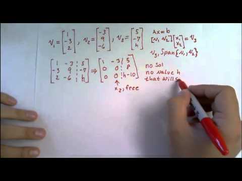 For What Values Of H Is V3 In Span V1 V2 And Is V1 V2 V3