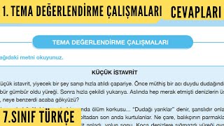 1 .TEMA DEĞERLENDİRME ÇALIŞMALARI Cevapları- 7.Sınıf Türkçe Ders Kitabı sayfa:44-45-46.