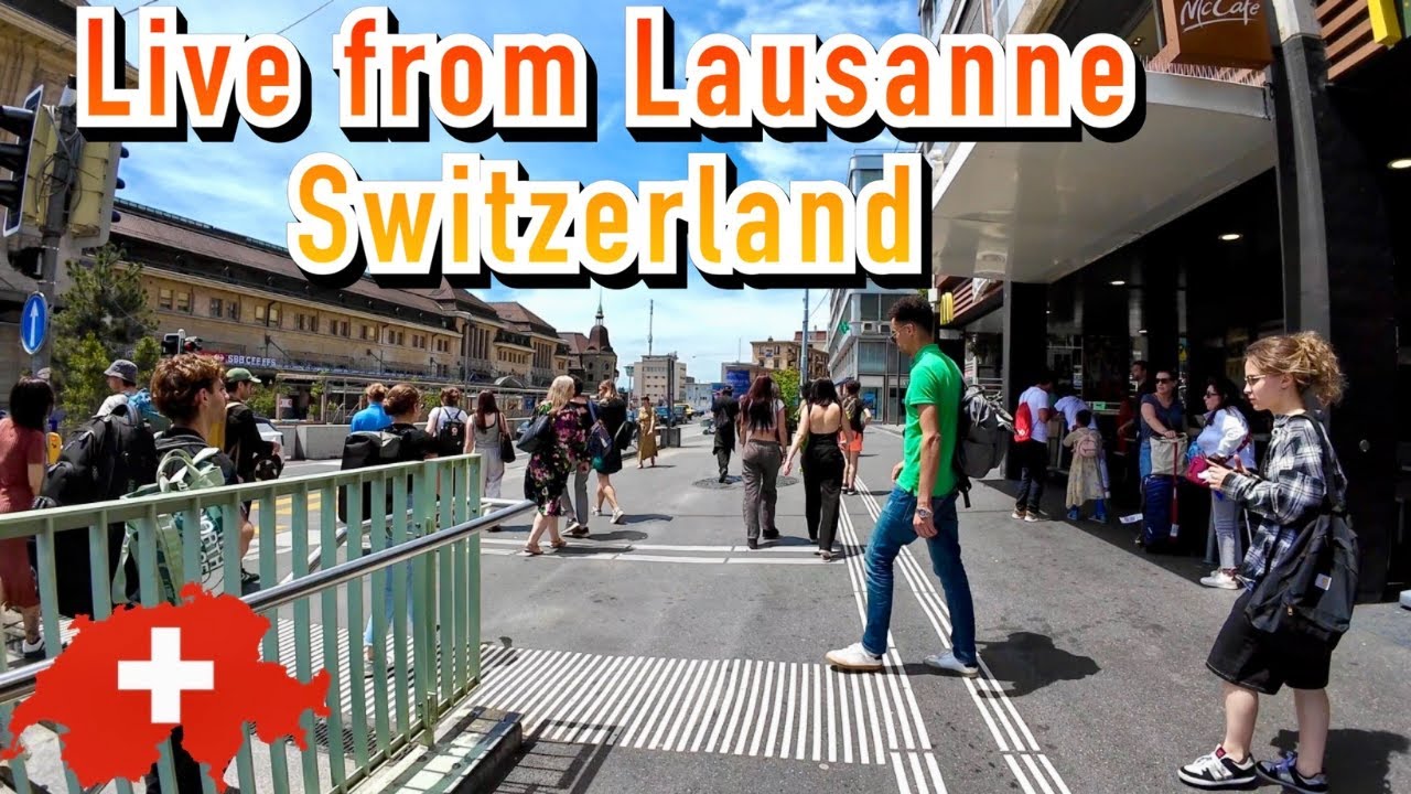 Lausanne Switzerland🇨🇭sunny day☀️ Live Walking Tour 4K #swissvista  #switzerland #live #lausanne