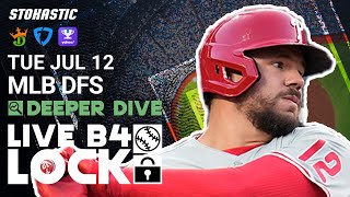 LIVE MLB DFS Picks Today 7\/12\/22: Fantasy Baseball Lineups | Deeper Dive + Live Before Lock