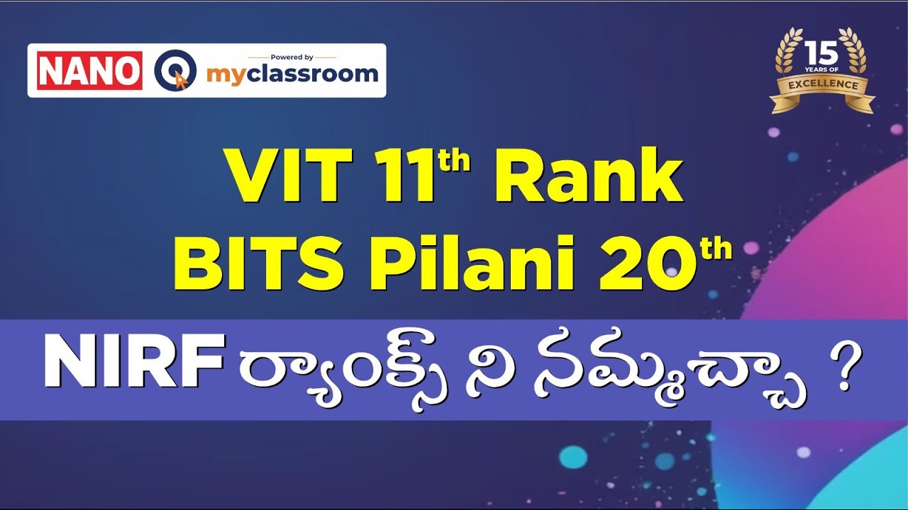 VIT 11th Rank BITS Pilani 28th NIRF Vit 11th Rank Bits Pilani 28th Nirf