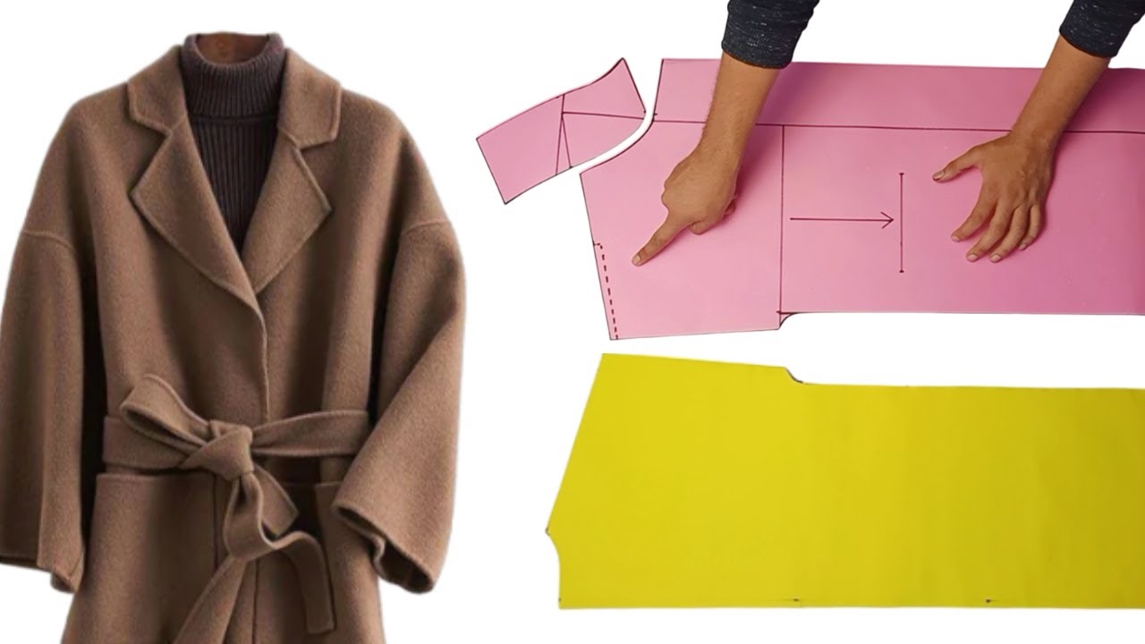 Very easy coat pattern making oversized | من السهل جداً عمل باترون معطف نسائي اوفر سايز