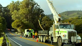 Crews working to remove 12 eucalyptus trees off of San Mateo Co.'s Hwy 92