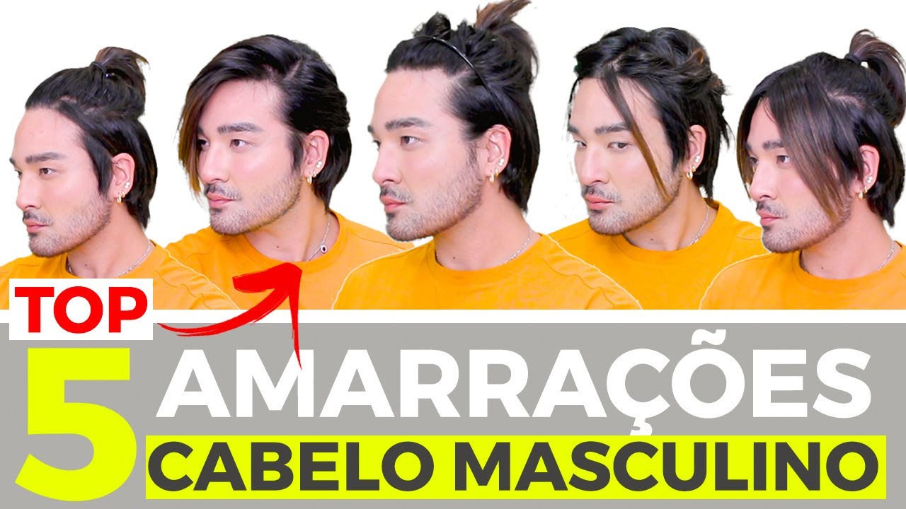TOP 5 AMARRAÇÕES PARA CABELO MASCULINO | PENTEADOS CABELO MASCULINO PRESO