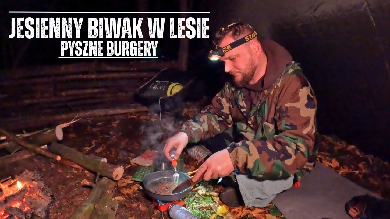 JESIENNY BIWAK W LESIE i pyszne Burgery 