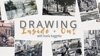 Introducing Drawing Inside + Out - An Online Course with Marla Baggetta
https://paintinglessonswithmarla.com/drawing-inside-out/
$40 Off Launch Sale through November 8th
Have you ever walked into a beautiful space—a cozy café, a bustling street corner, or your own sunlit living room—and wished you could capture that feeling on paper? For decades, I could draw, but I kept hitting limits that held me back from truly sketching with freedom and confidence. Then, a breakthrough moment in Italy changed everything. I suddenly understood how things fit together in spaces, and discovered three simple concepts that, when combined in the right sequence, busted open those barriers and revealed endless creative possibilities.
In this workshop, Ill teach you these three fundamental secrets that will give you the complete set of skills to sketch anywhere. Whether youre sitting in an Italian piazza, your local coffee shop, or your own backyard, youll learn how every element in a space relates to everything else. If you can draw a rectangle, find a horizontal line, and judge relative sizes, you can master this approach. No more creative limitations, no more hesitation—just the confidence to pull out your sketchbook anywhere and capture what you see.
Through over 30 video demonstrations, well sketch together in sun-drenched piazzas, cozy coffee shops, neighborhood streets, and intimate living rooms. Youll see me tackle everything from bustling street scenes with cars and people to quiet garden corners where light transforms ordinary moments into magic.
During this comprehensive online workshop with over 16 hours of video instruction and a 125+ page illustrated PDF study guide, youll get lifetime access to learn at your own pace. Plus, youll join a supportive community of fellow sketchers who share your passion for capturing the world around them. This is for everyone—young or old, beginner or advanced. Ready to transform your sketching and discover how three simple secrets can unlock a lifetime of creative possibilities? Lets start sketching together! Introducing Drawing Inside + Out - An Online Course with Marla Baggetta