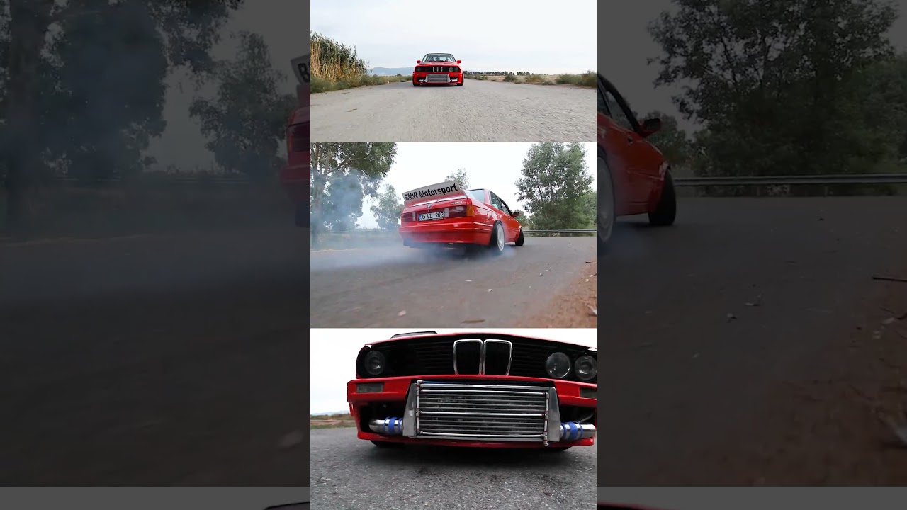 BMW E30 M50 Big Turbo / Crazy Burnout & Powerslide / Exhaust Sound