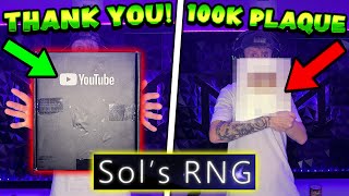 100K Subscriber Youtube Plaque And Heavenly 2 Potion In Sols Rng