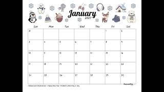 Cute January 2027 Calendars | Printable Templates | Free PDF Download