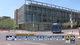 Artwork showing up in empty buildings