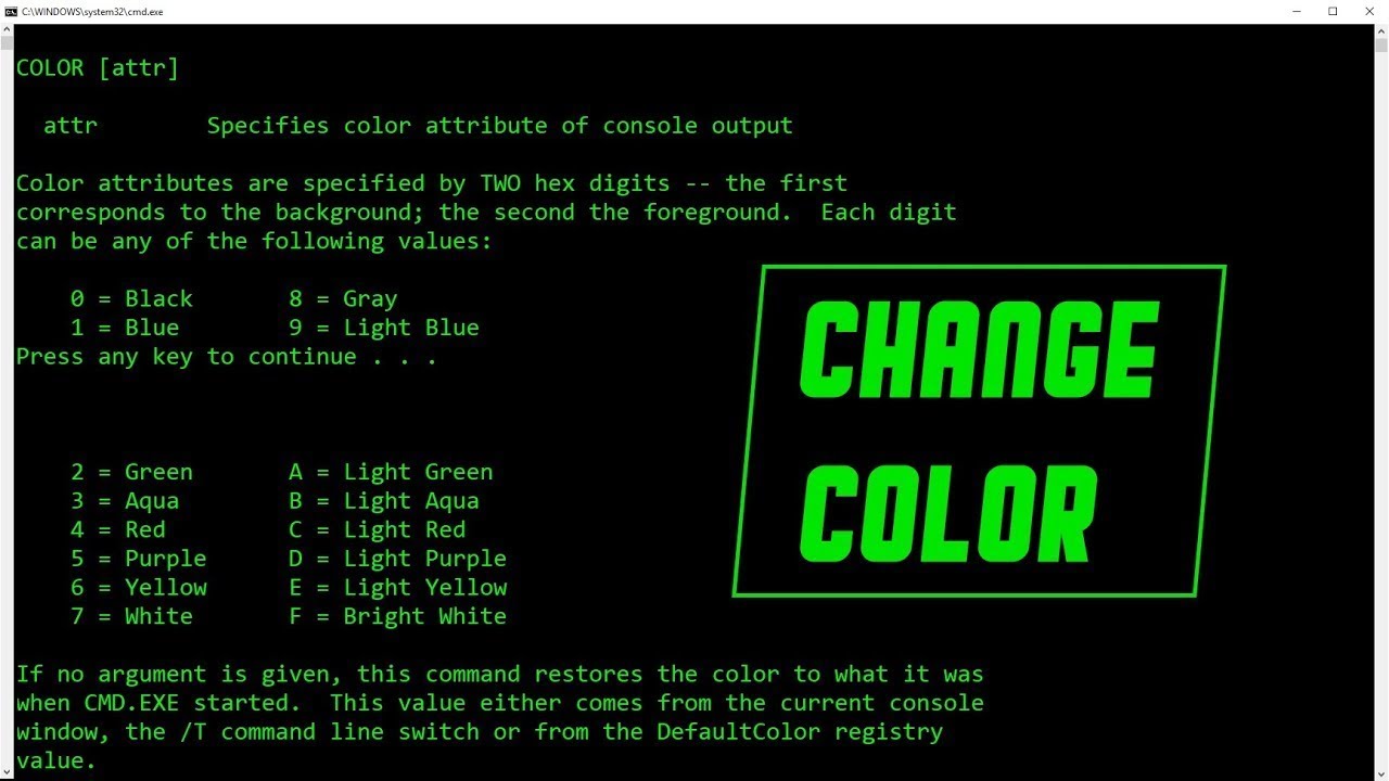 Как сделать текст зеленым. Cmd Color. Команда Color в cmd. Цвета в cmd. Color cmd цвета.