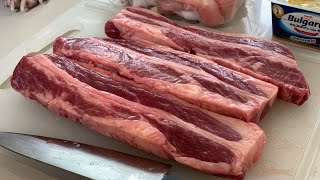 Dogs eat RAW Prime cut Beef Brisket Steak combo [ASMR] | BARF | MUKBANG | 4K