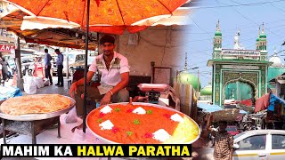 Bombay Ka Famous Halwa Paratha ki Making in Details Step by Step || Giant Halwa Paratha at Mahim