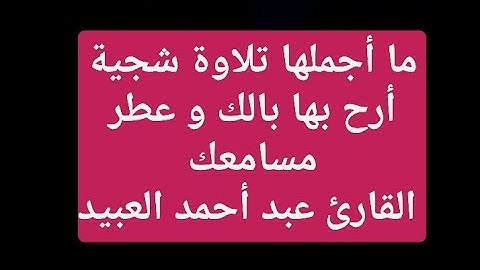 ما أجملها تلاوة شجية أرح بها بالك و عطر مسامعك القارئ عبد أحمد العبيد