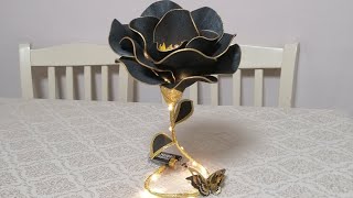 طريقة عمل ورده من الفوم مع بويا الاكرليك#لمسةفن How to make a rose from foam with acrylic paint