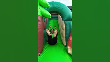 Let’s rush together on the jungle-themed inflatable slide! ! #inflatable #slide #funtime #exciting