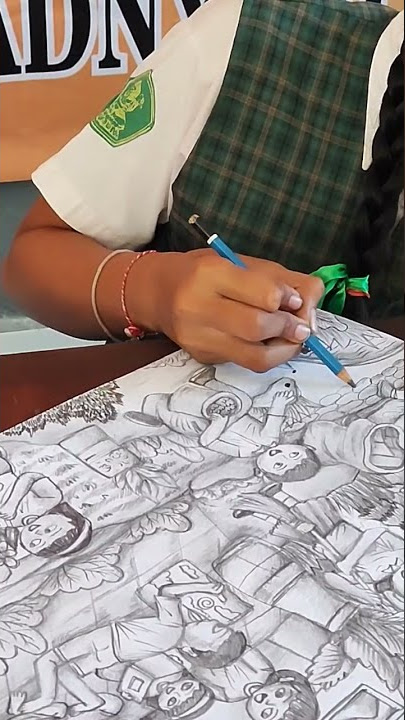 Juara Lomba FLS2N Gambar Bercerita hitam putih, teknik arsiran #gambarbercerita #gambar #art