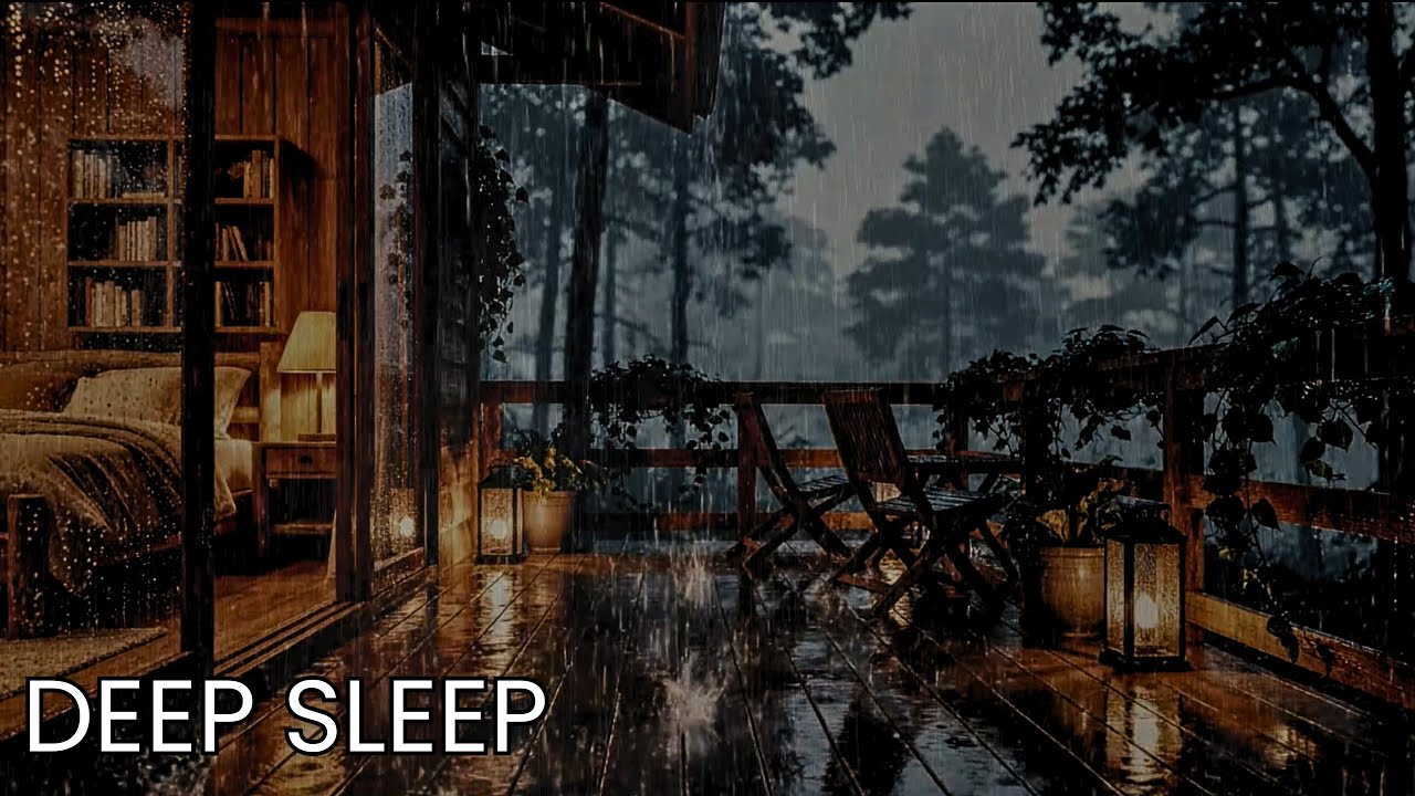 Night Forest Cabin Rain 🌧️🌲 Calm Deep Sleep Sounds | No Music