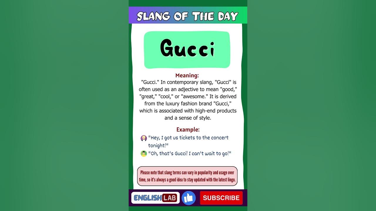 Slang Of The Day Gucci shorts English vocabulary Spoken English