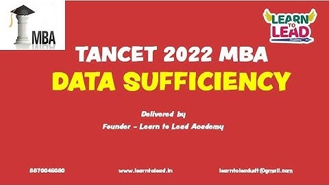 TANCET 2022 | DATA SUFFICIENCY | TANCET2022 MBA/MCA PREPARATION | VOICE OF COIMBATORE