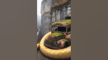 Rare discovery of python circling a bus in the Amazon forest #python #jungle #rare #bus #truck