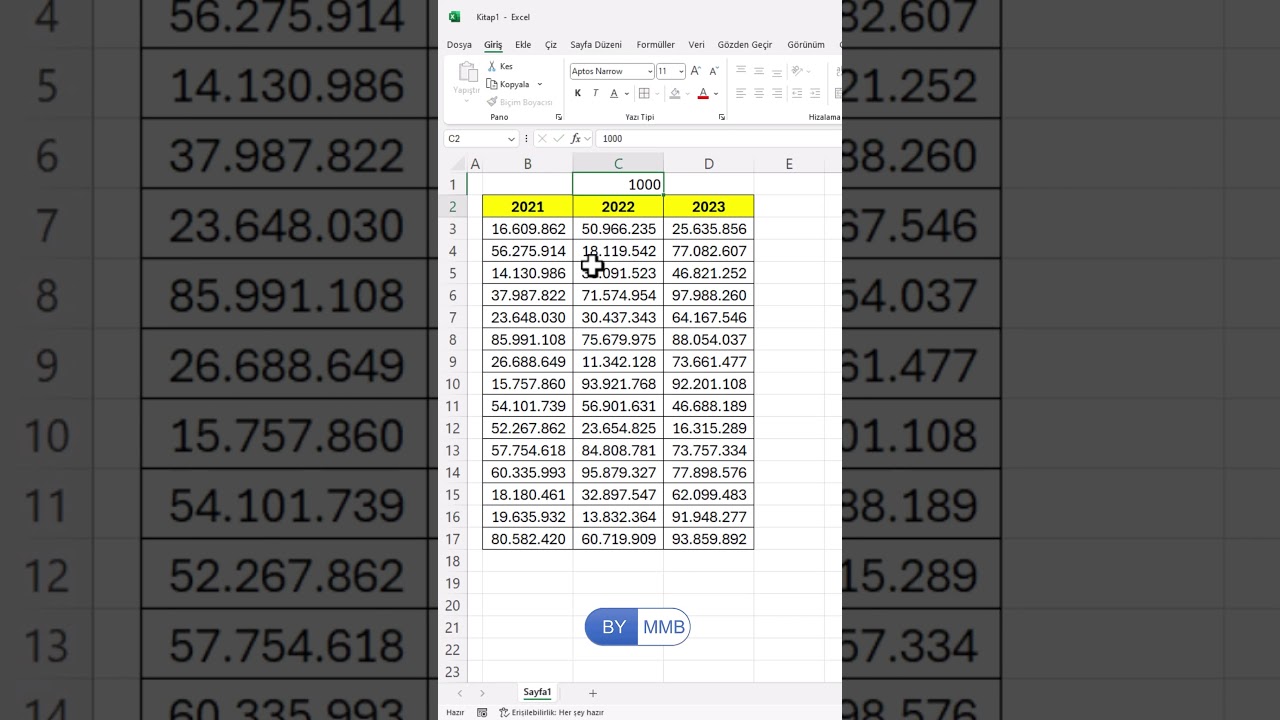 Excel’de Toplu İşlem Yapma #shorts