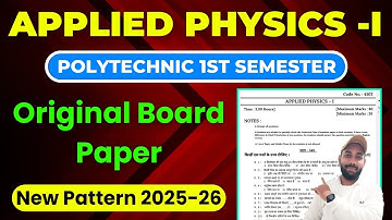 Applied Physics 1st Semester Polytechnic Previous Year Question Paper || Applied Physics - I