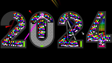 Happy New Year 2024 - The Alphabet 16 Eliminations Marbles Race ASRM in Algodoo