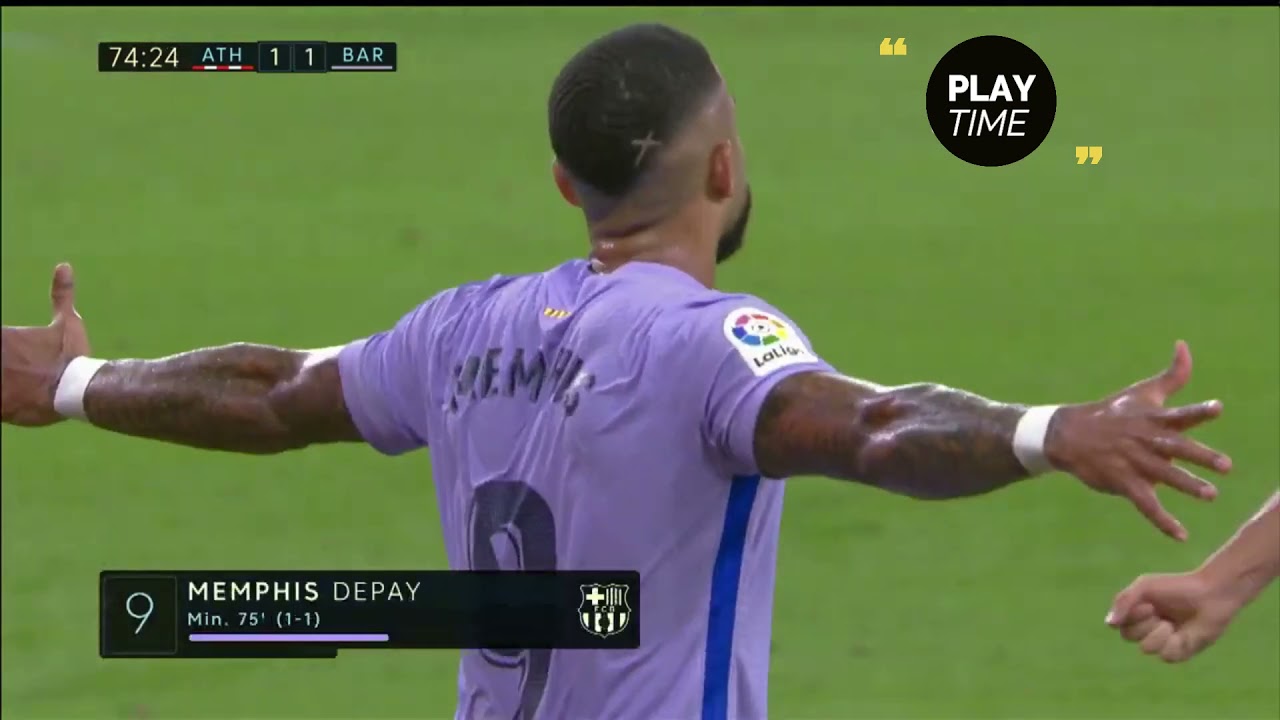 Memphis Depay First Goal in Laliga 2021 | Barcelona vs Athletic Club [1-1]