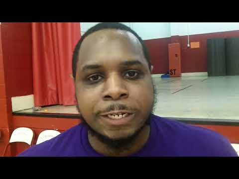 Talking to Coach Butchee(Northern Guilford Middle School Girls Basketball team), after win over NWG.