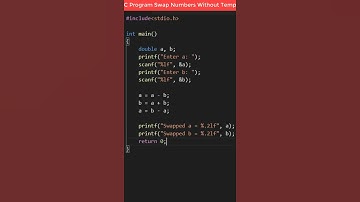 C Program to Swap Two Numbers Without Using Temporary Variable #shorts