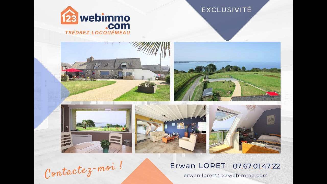 Maison vue mer imprenable sur les hauteurs des falaises de Trédrez