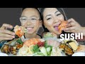 SUSHI Salmon & Toro Sashimi, Cones, Mussel Motoyaki & Nigiri Mukbang | N.E Let's Eat