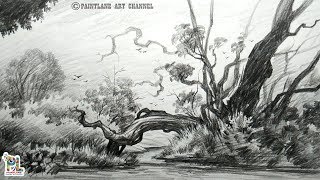 pencil landscape easy drawing beginners simple