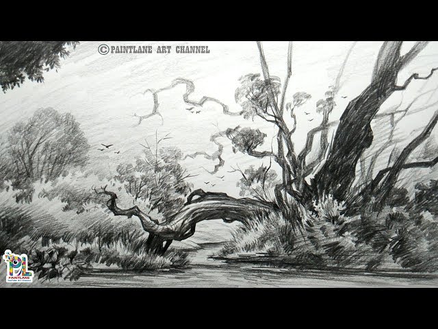 Landscape Drawing For Beginners With Simple Pencil Strokes