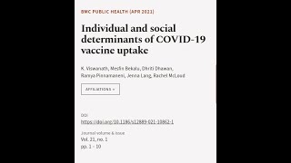 Individual and social determinants of COVID-19 vaccine uptake | RTCL.TV