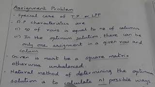 TRB POLYTECHNIC NOTES FOR MATHS : Assignment Problem - Important Points