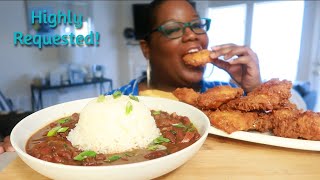 LOUISIANA STYLE RED BEANS AND RICE HONEY FRIED CHICKEN COOKING AND EATING