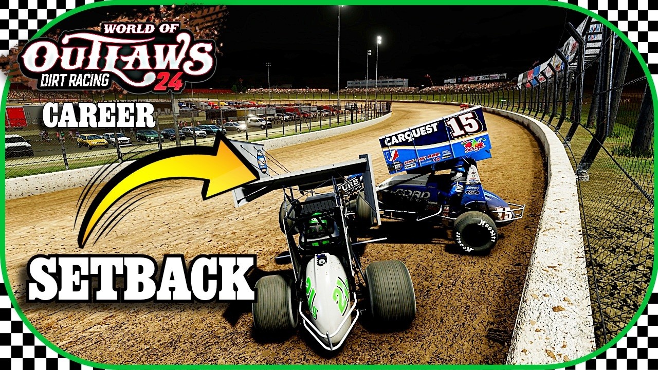 I had a small setback at Eldora 410 sprints World of Outlaws dirt racing 24 career mode