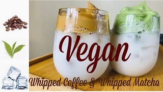 VEGAN Whipped Matcha &amp; TIK TOK DALGONA Whipped Coffee || Whipped Matcha- No Egg Whites!