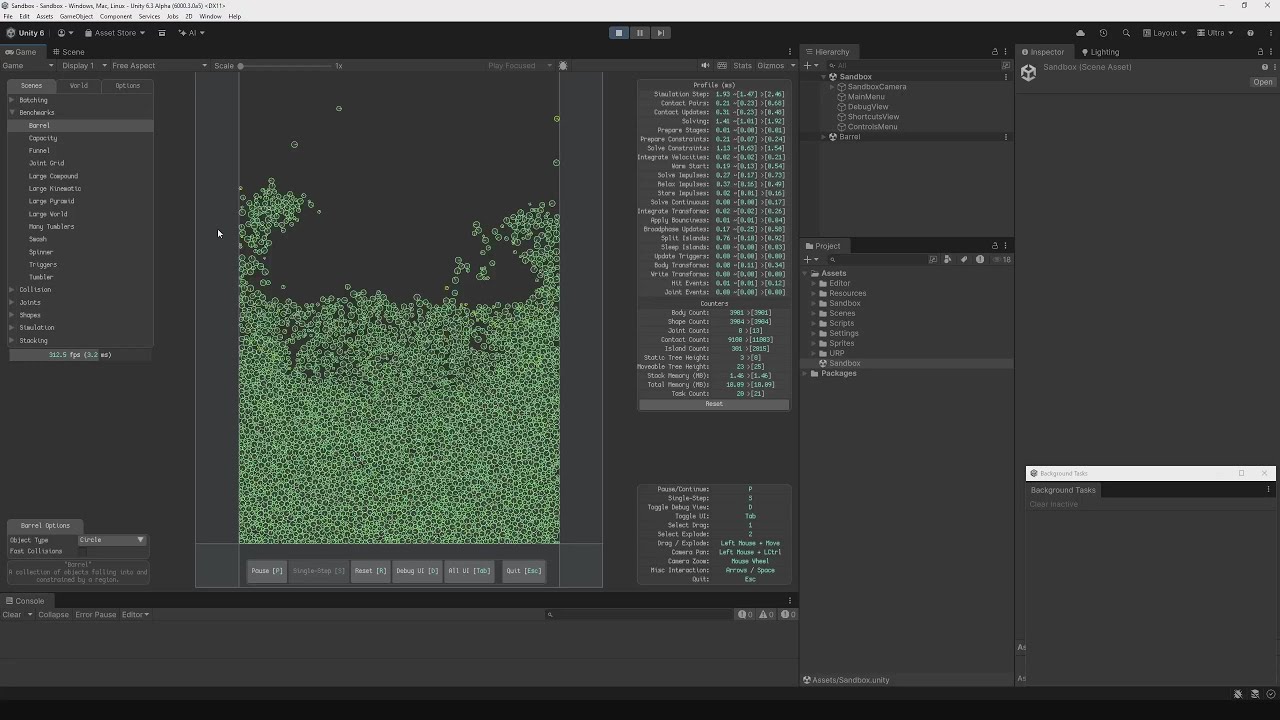 Testing "Physics 2D LowLevel Examples" from Unity - YouTube