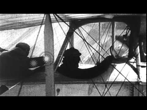 German biplanes in formation and dogfights in Germany during World War I. HD Stock Footage