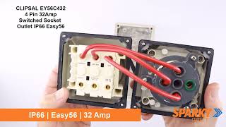 CLIPSAL EY56C432 | 4 Pin 32Amp Switched Socket Outlet IP66 | Easy56