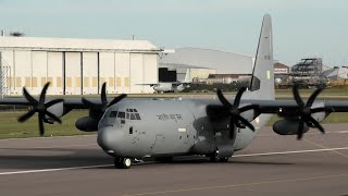 Indian Air Force C-130J KC-3801 &quot;Before &amp; After&quot; at Cambridge Airport